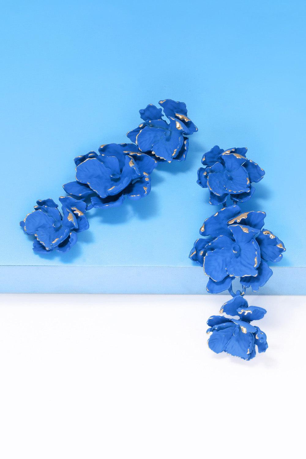 Flower Shape Zinc Alloy Dangle Earrings BLUE ZONE PLANET