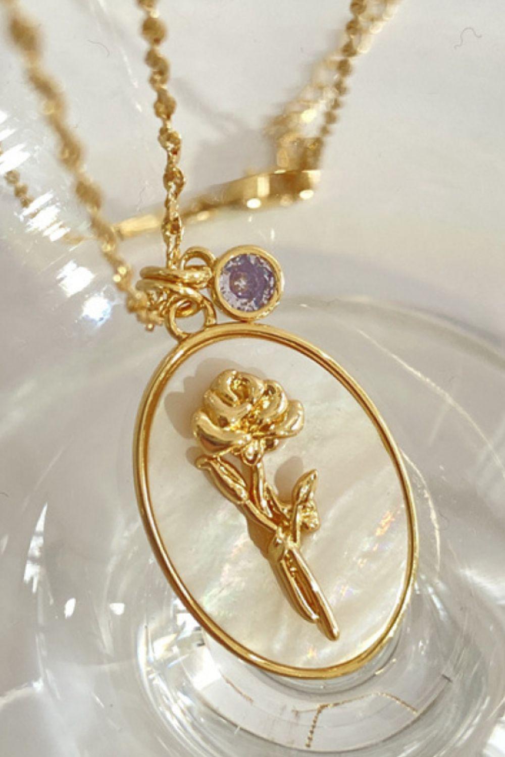 Flower Shell Pendant Copper Necklace BLUE ZONE PLANET