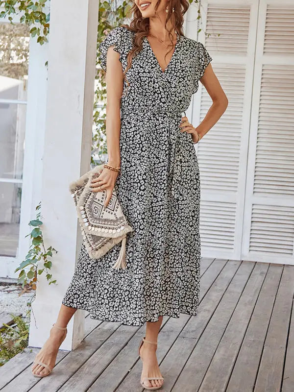 Flowy Dress Spring Summer Printed Vacation Skirt kakaclo