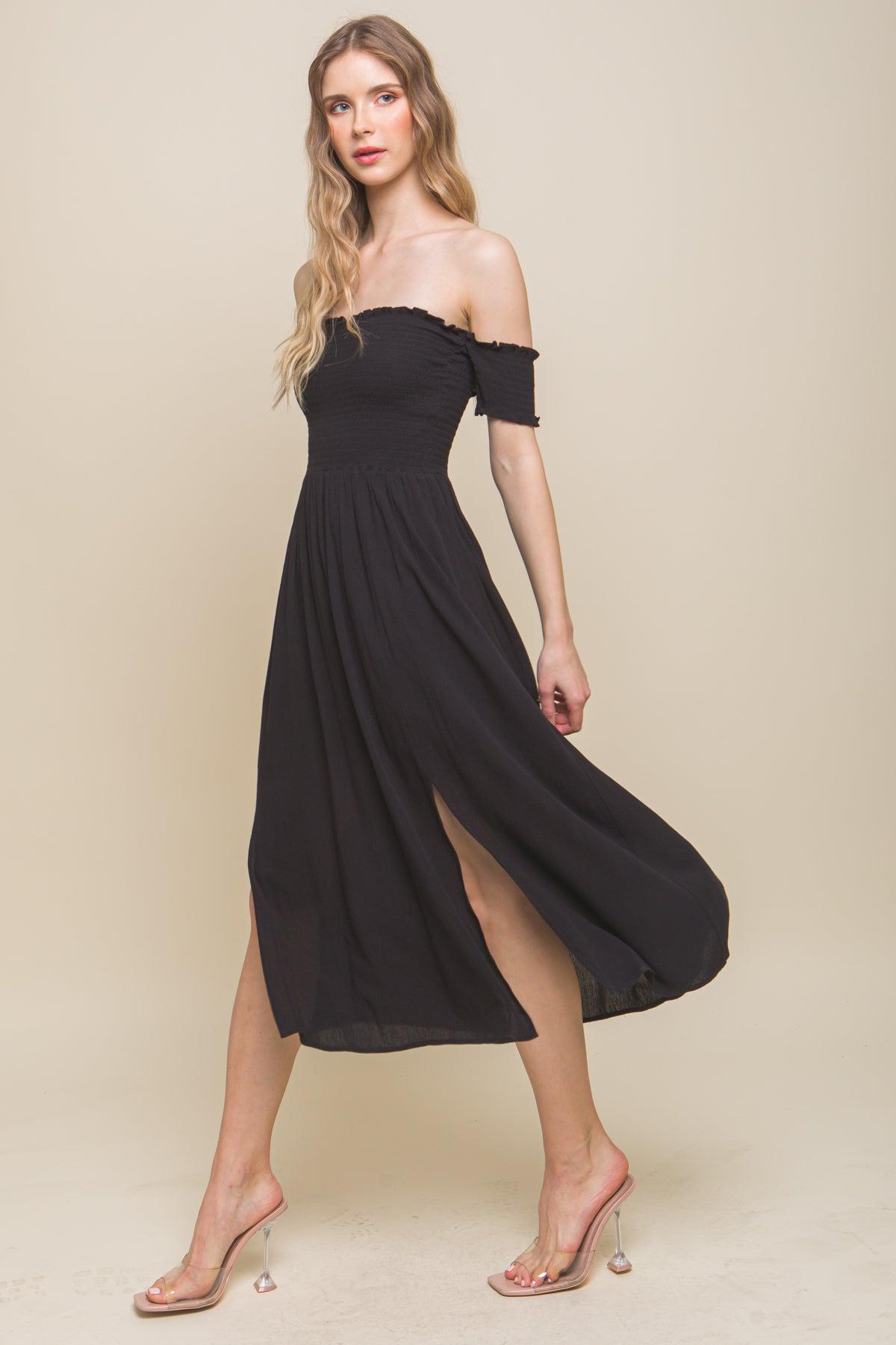 Flowy Off The Shoulder Midi Dress Blue Zone Planet