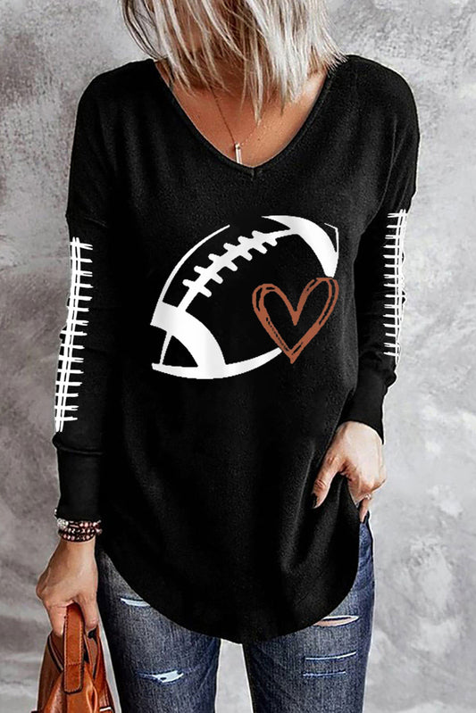 Football Graphic Long Sleeve T-Shirt BLUE ZONE PLANET