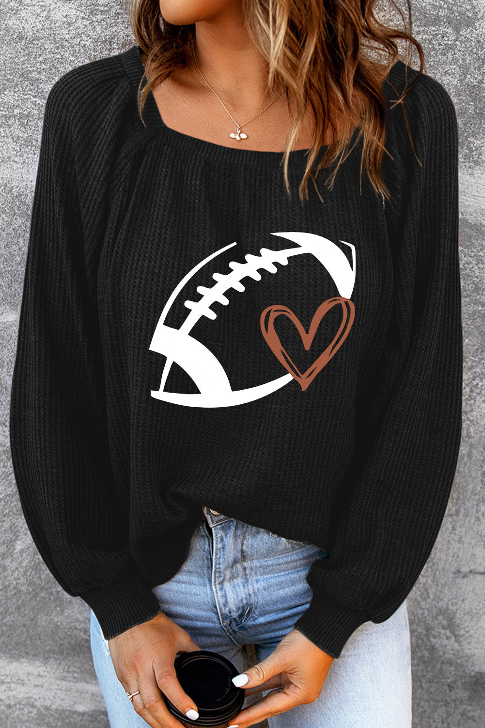 Football Graphic Ribbed Top BLUE ZONE PLANET