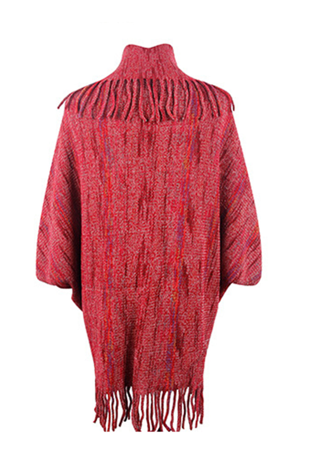 Fringe Detail Printed Poncho BLUE ZONE PLANET