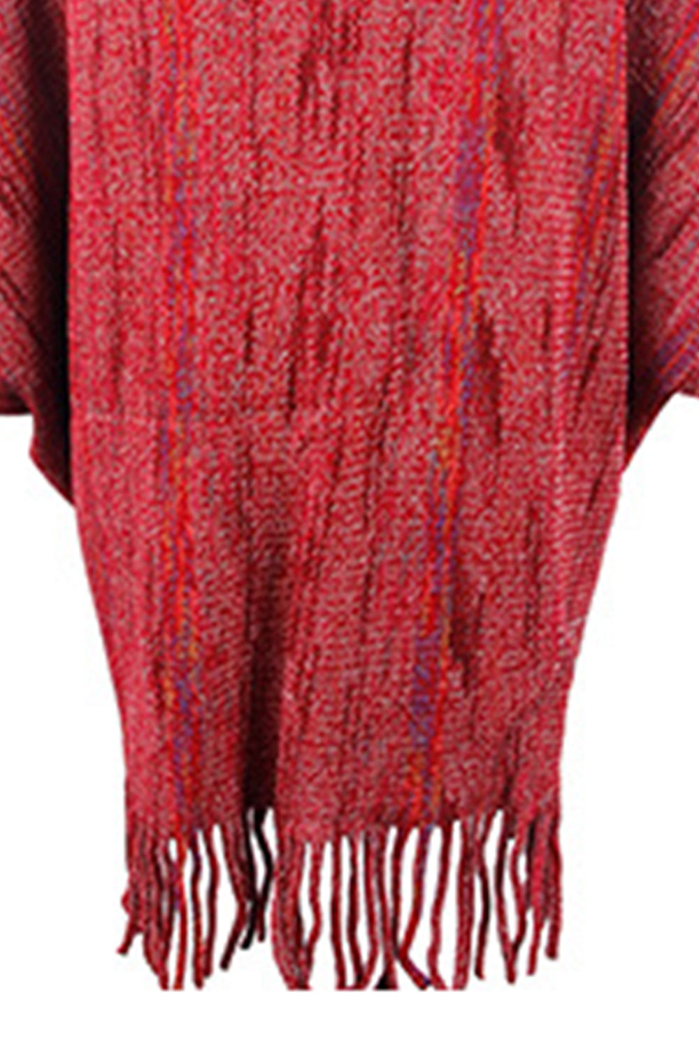 Fringe Detail Printed Poncho BLUE ZONE PLANET