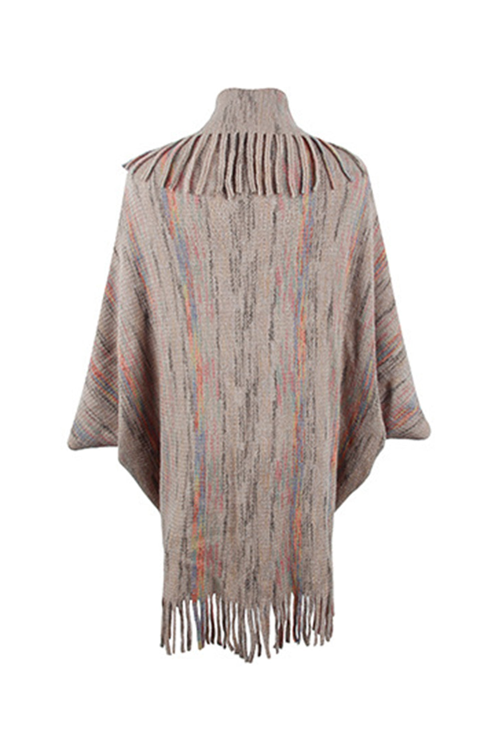 Fringe Detail Printed Poncho BLUE ZONE PLANET