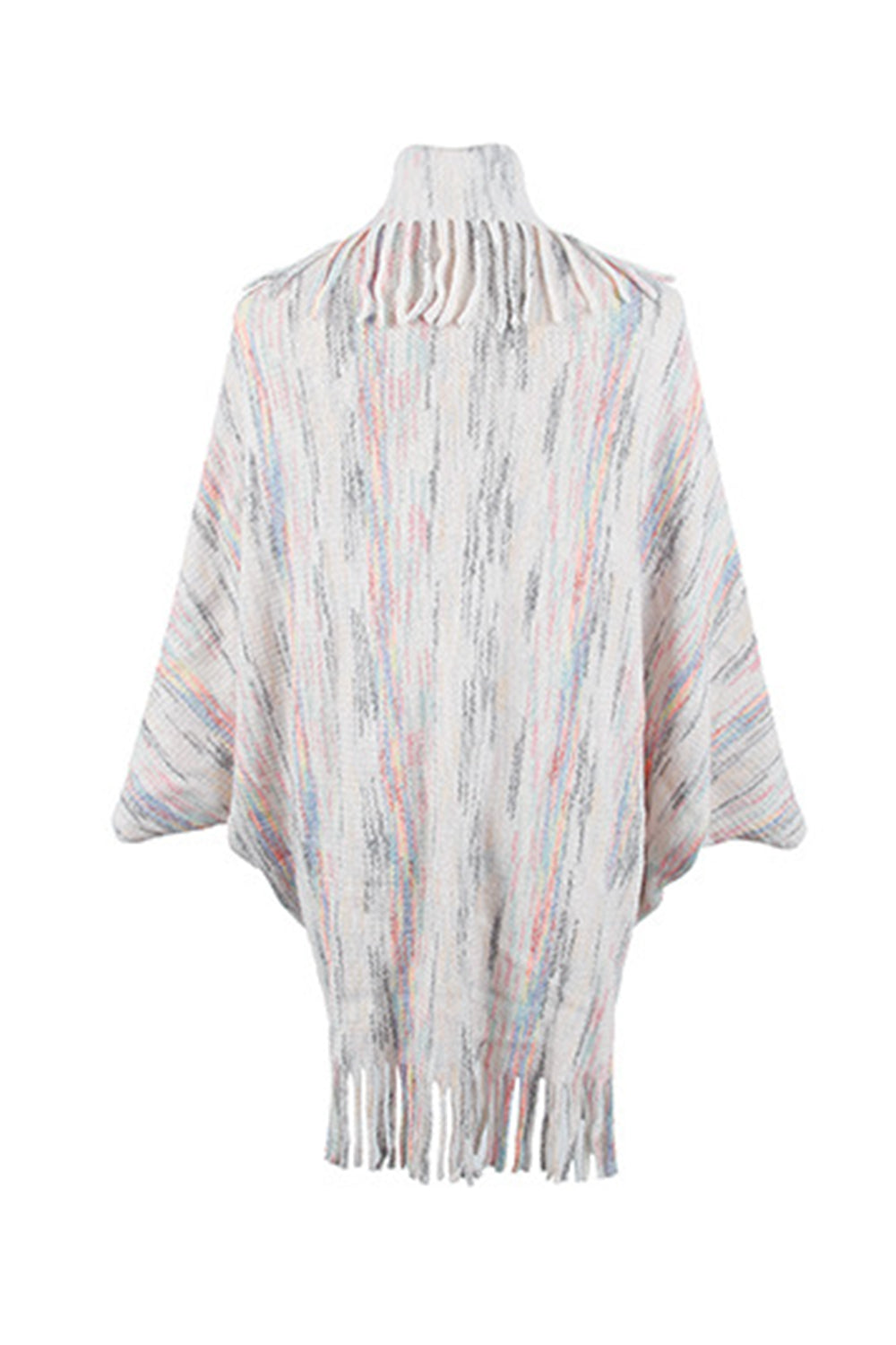 Fringe Detail Printed Poncho BLUE ZONE PLANET