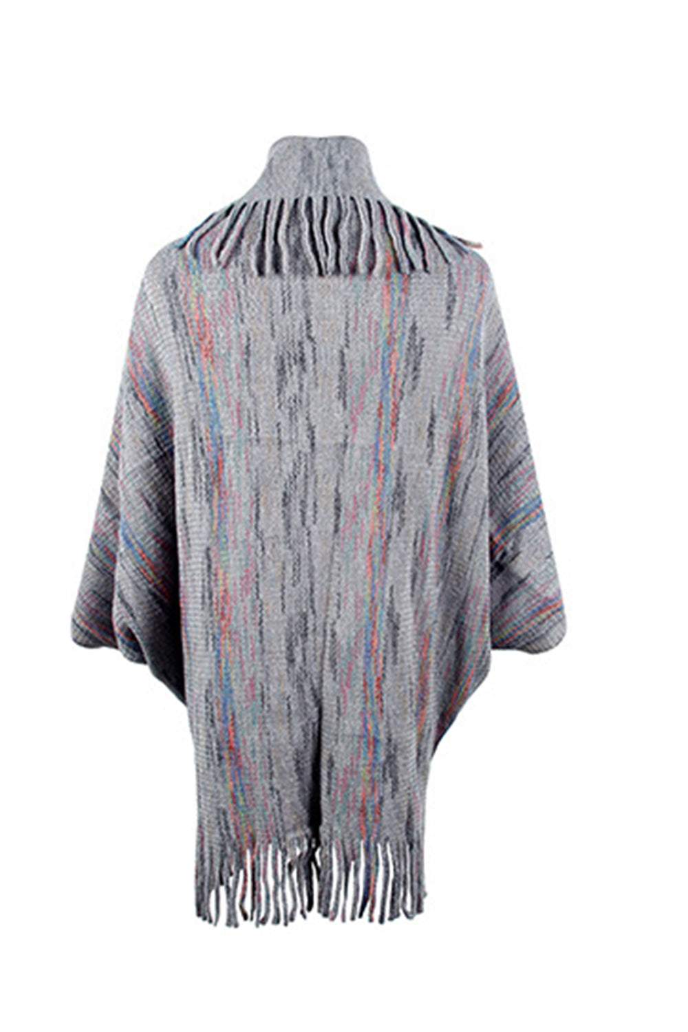 Fringe Detail Printed Poncho BLUE ZONE PLANET