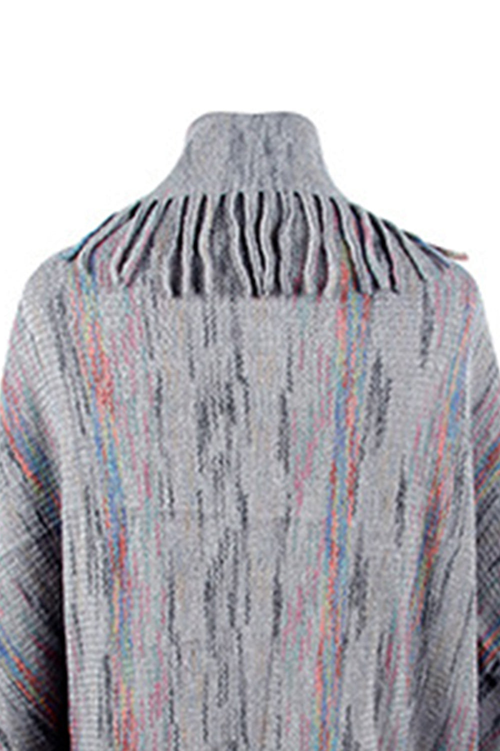 Fringe Detail Printed Poncho BLUE ZONE PLANET