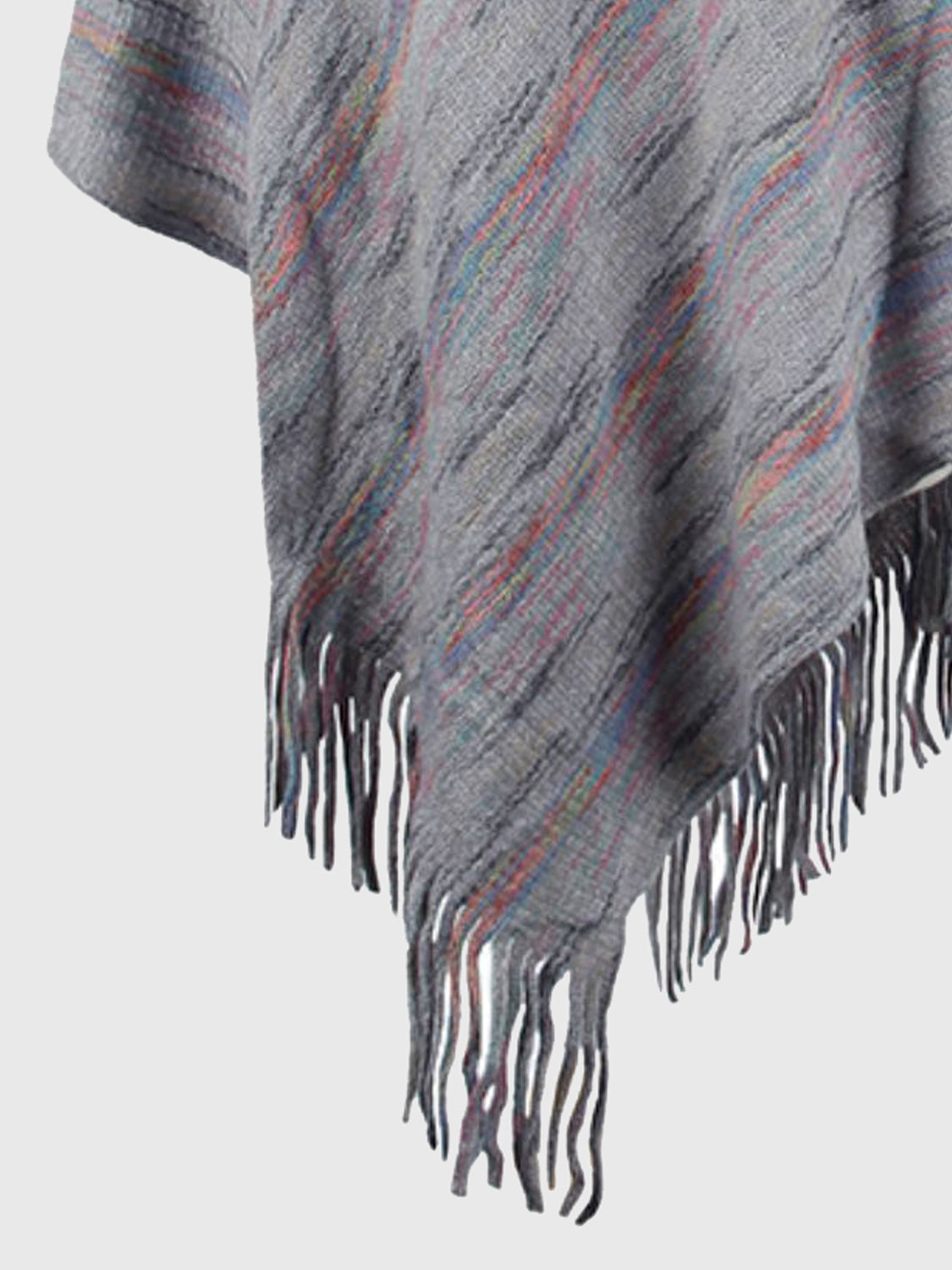 Fringe Hem Hooded Poncho BLUE ZONE PLANET