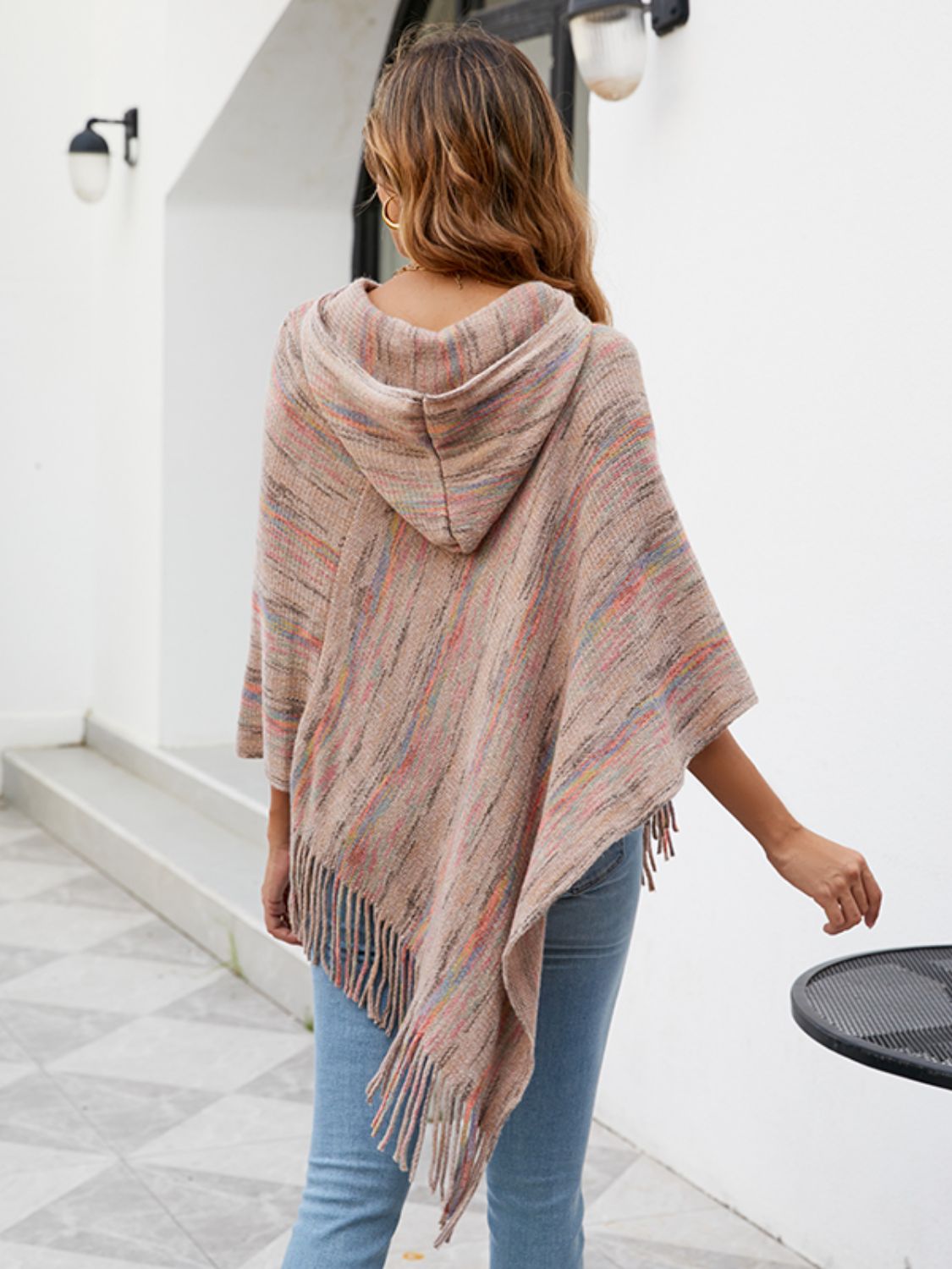 Fringe Hem Hooded Poncho BLUE ZONE PLANET