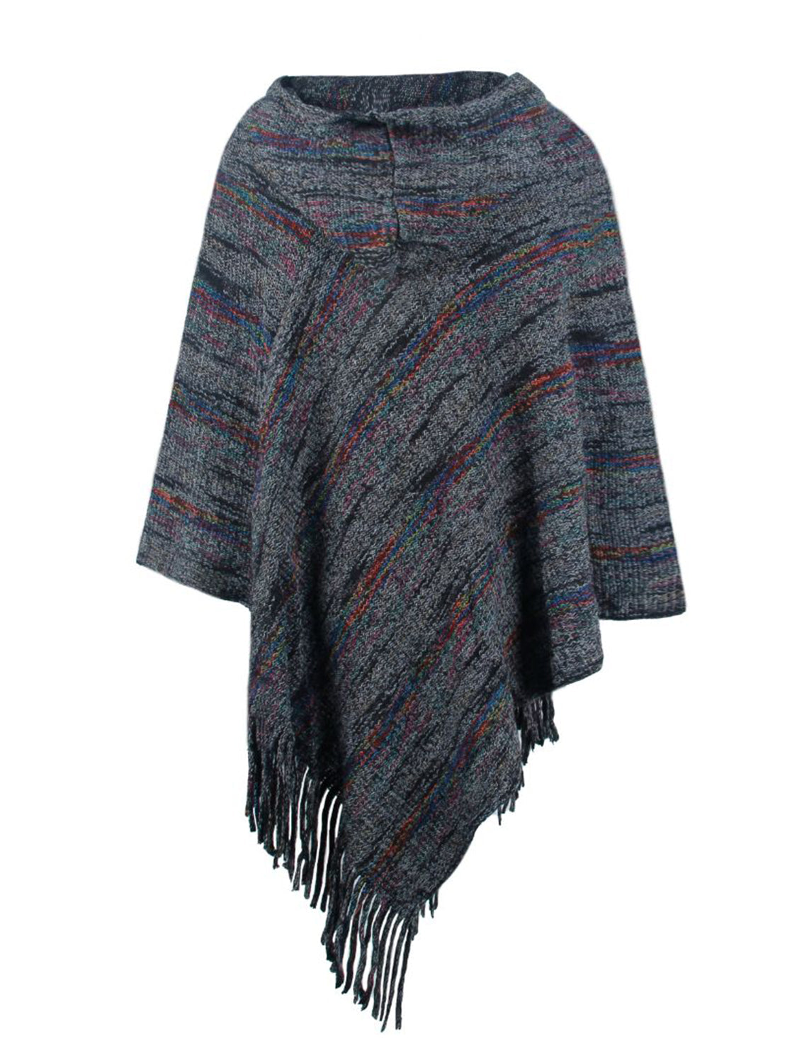 Fringe Hem Hooded Poncho BLUE ZONE PLANET