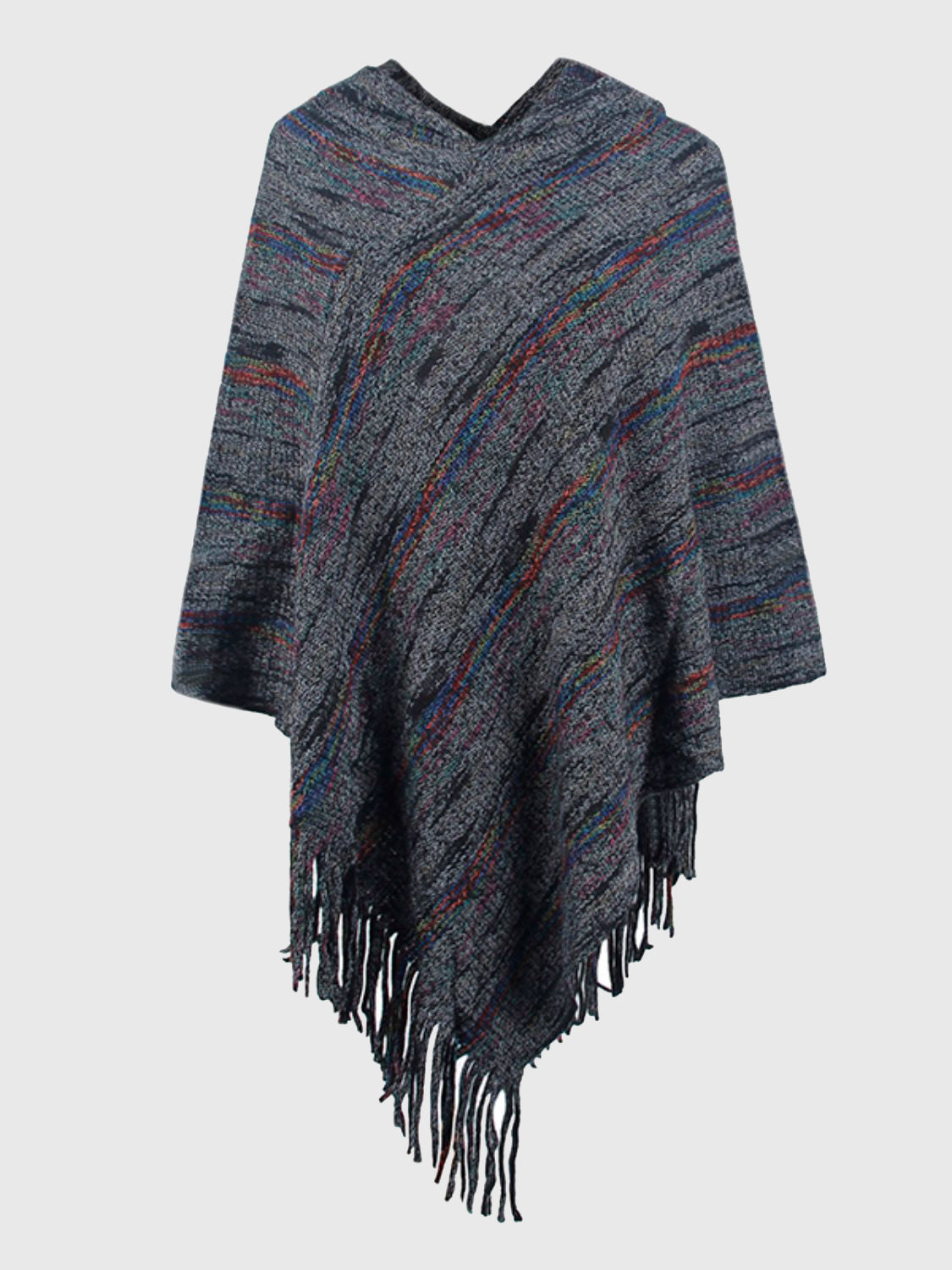 Fringe Hem Hooded Poncho BLUE ZONE PLANET