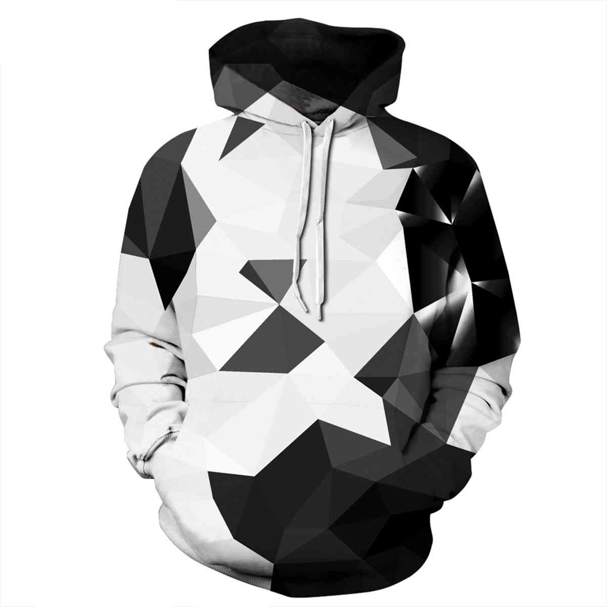 Full Size Geometric Drawstring Hoodie with Pockets-TOPS / DRESSES-[Adult]-[Female]-2022 Online Blue Zone Planet