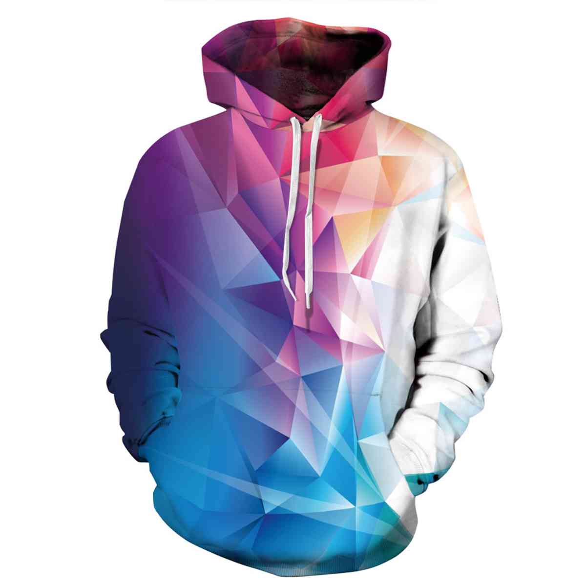 Full Size Geometric Drawstring Hoodie with Pockets BLUE ZONE PLANET