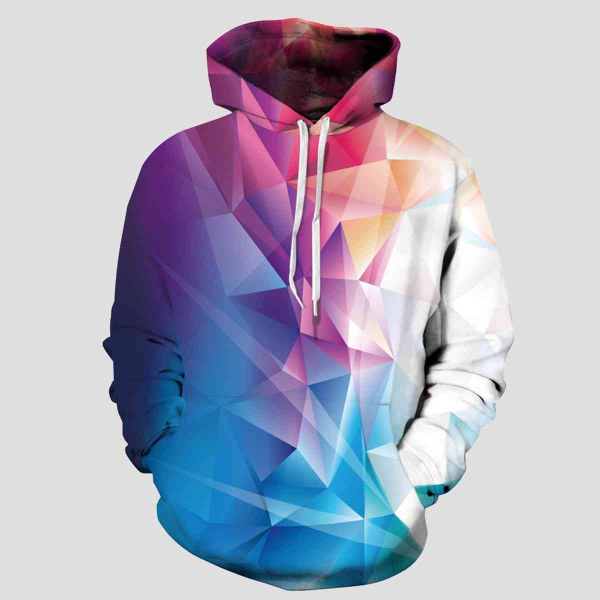 Full Size Geometric Drawstring Hoodie with Pockets BLUE ZONE PLANET