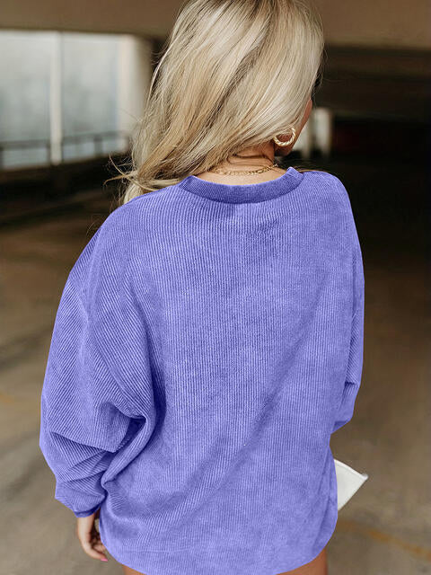 Full Size HOWDY Graphic Round Neck Sweatshirt BLUE ZONE PLANET