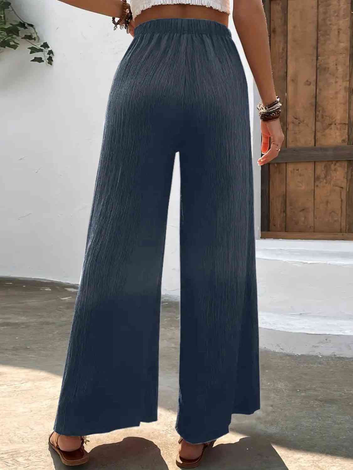 Full Size High Waist Wide Leg Pants BLUE ZONE PLANET