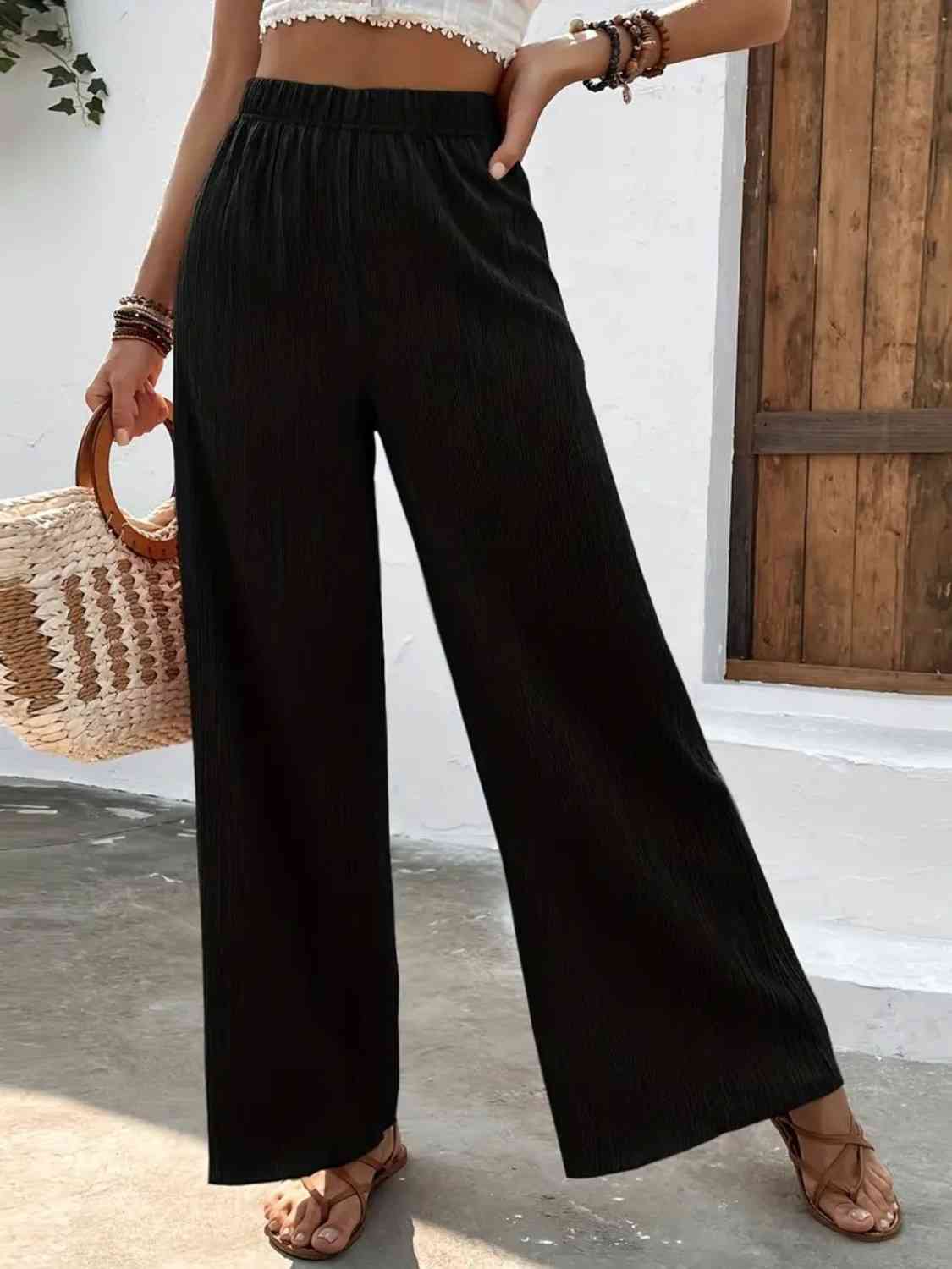 Full Size High Waist Wide Leg Pants BLUE ZONE PLANET