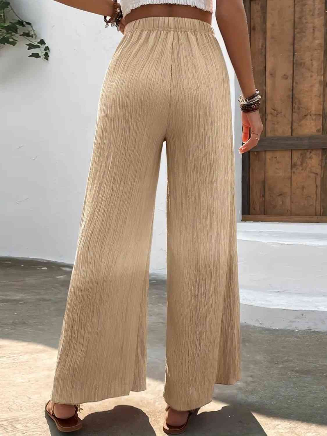 Full Size High Waist Wide Leg Pants BLUE ZONE PLANET