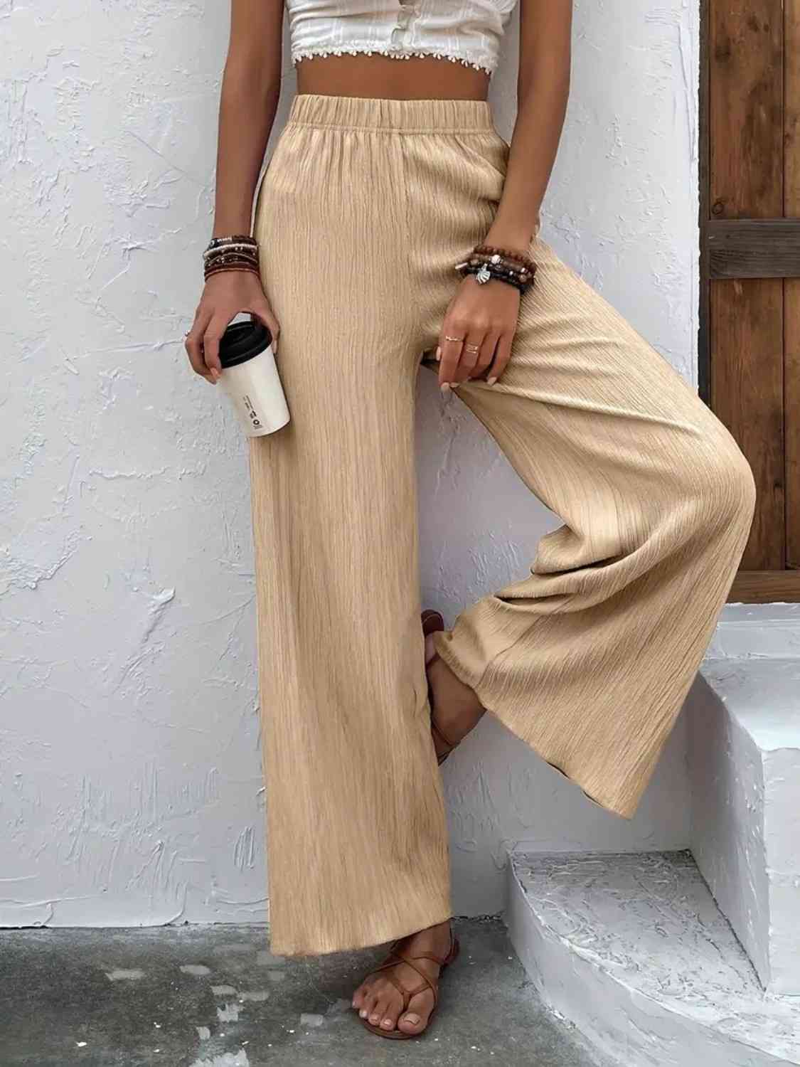 Full Size High Waist Wide Leg Pants BLUE ZONE PLANET