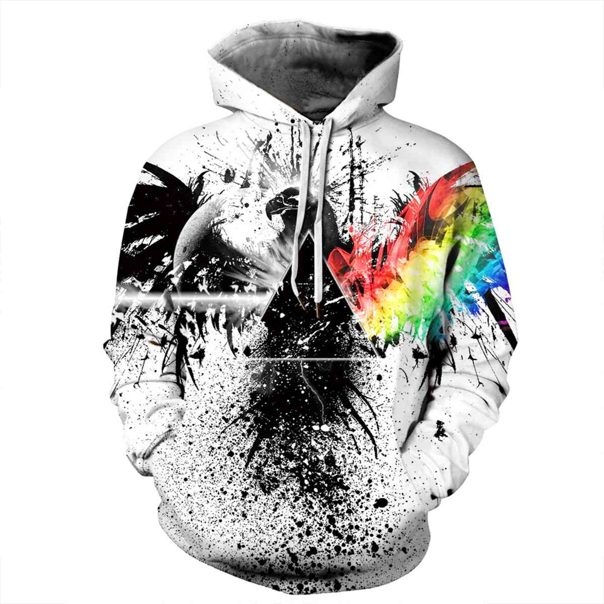 Full Size Printed Drawstring Hoodie with Pockets BLUE ZONE PLANET