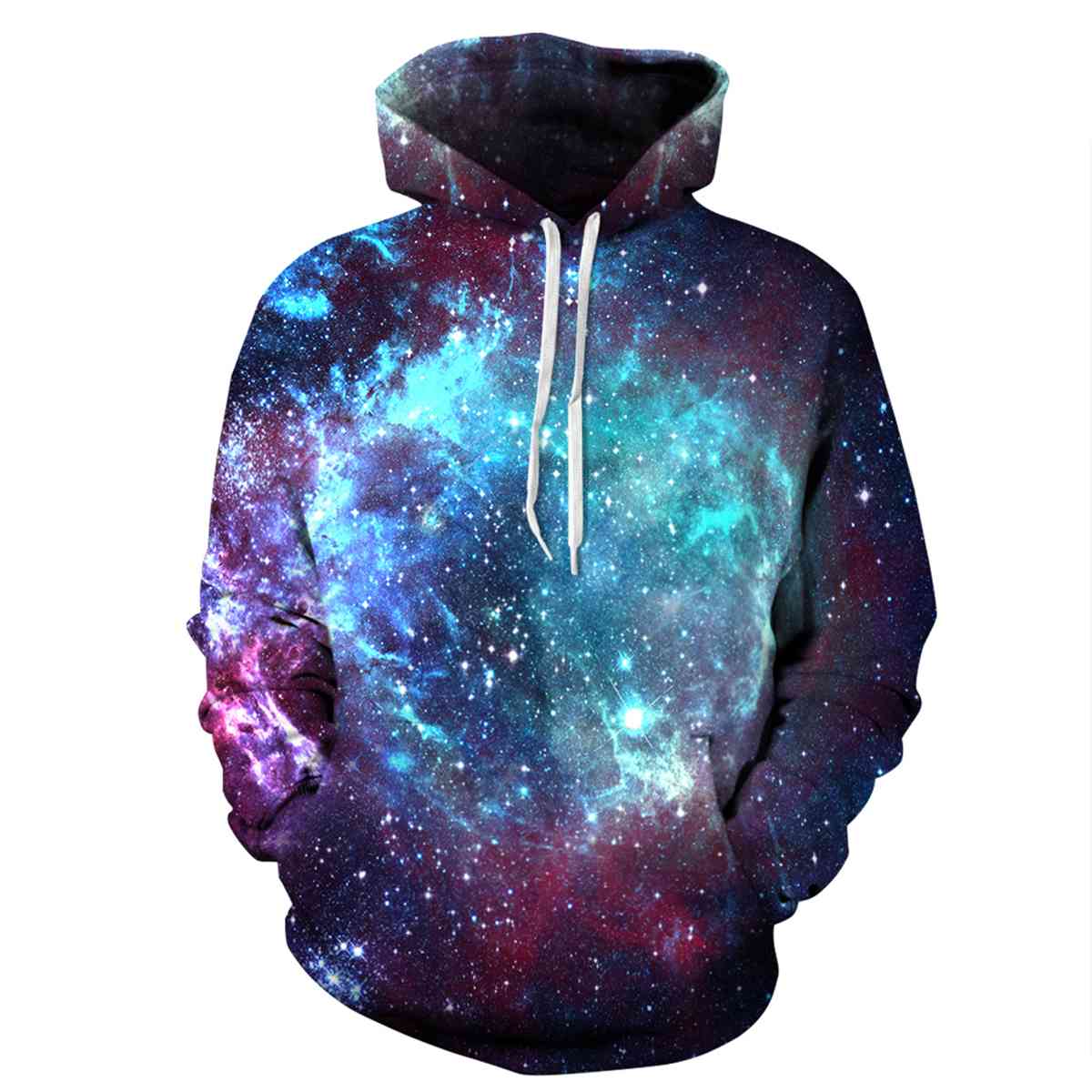 Full Size Printed Drawstring Hoodie with Pockets BLUE ZONE PLANET