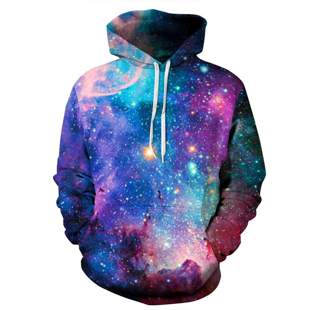 Full Size Printed Drawstring Hoodie with Pockets BLUE ZONE PLANET