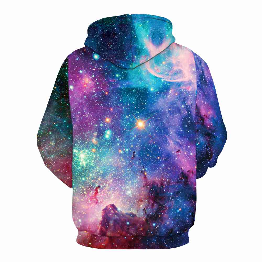 Full Size Printed Drawstring Hoodie with Pockets BLUE ZONE PLANET