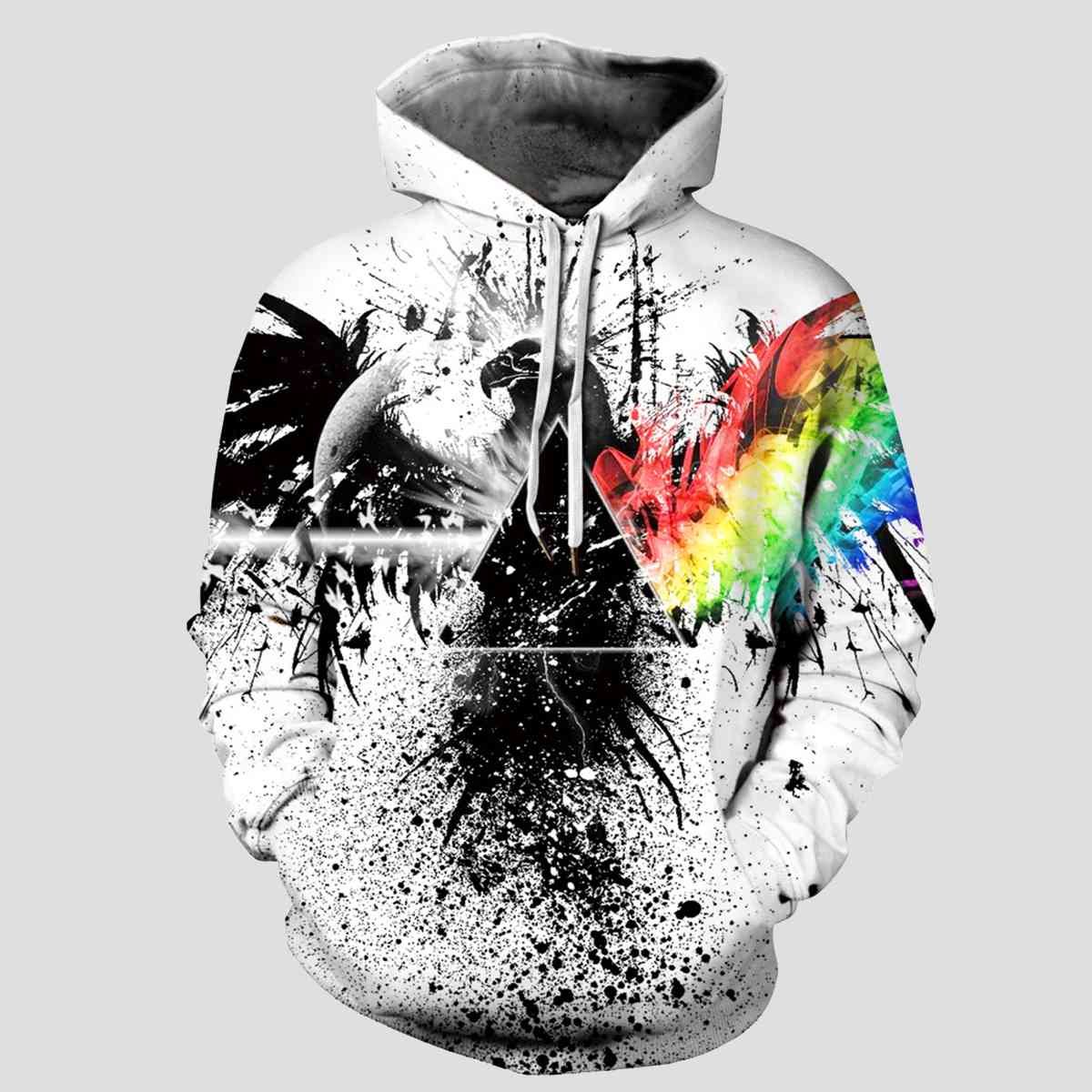 Full Size Printed Drawstring Hoodie with Pockets BLUE ZONE PLANET