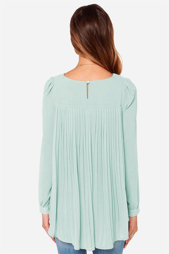 Full Size Round Neck Back Pleated Blouse BLUE ZONE PLANET