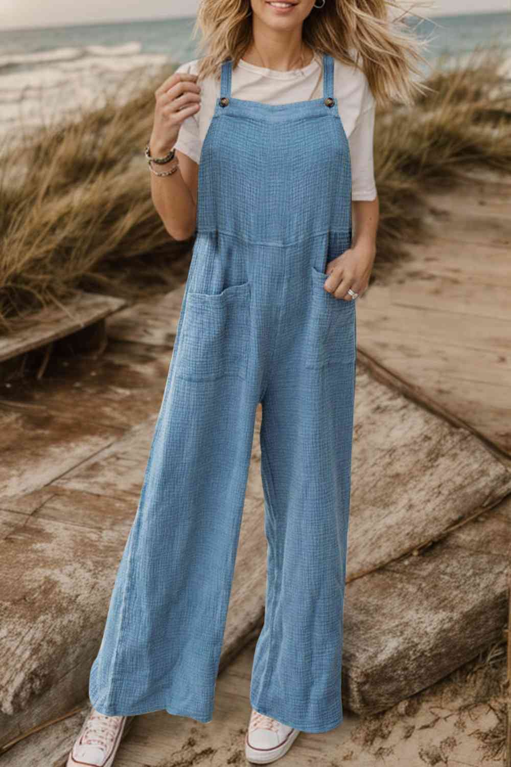 Full Size Wide Leg Front Pocket Jumpsuit BLUE ZONE PLANET