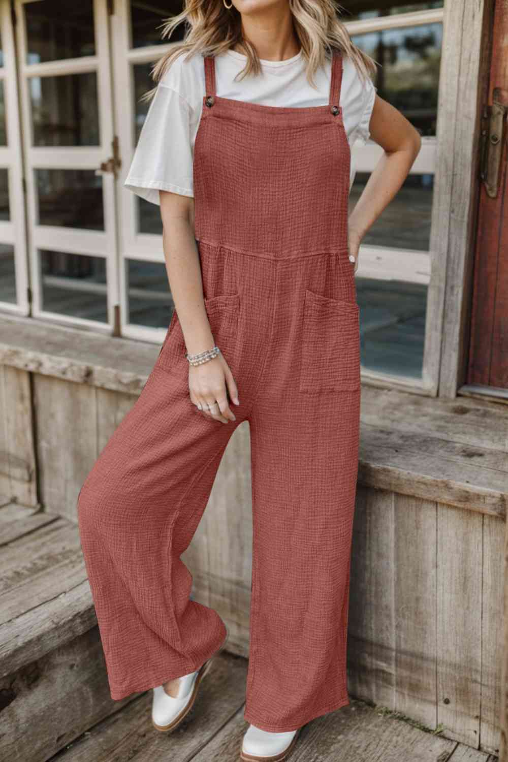 Full Size Wide Leg Front Pocket Jumpsuit BLUE ZONE PLANET