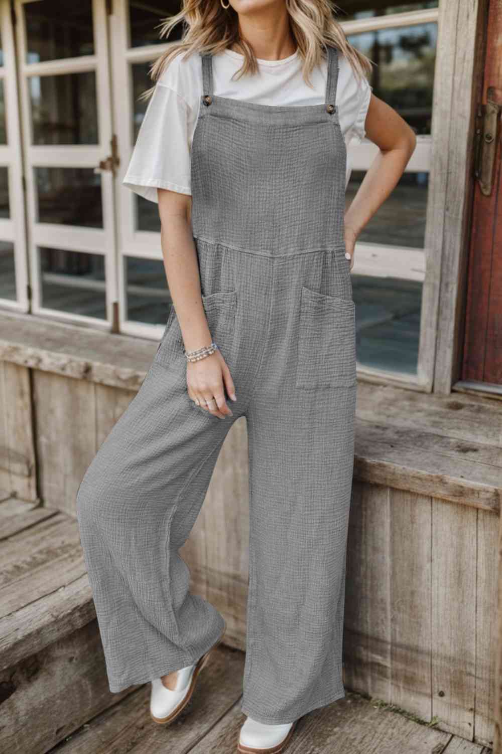 Full Size Wide Leg Front Pocket Jumpsuit BLUE ZONE PLANET