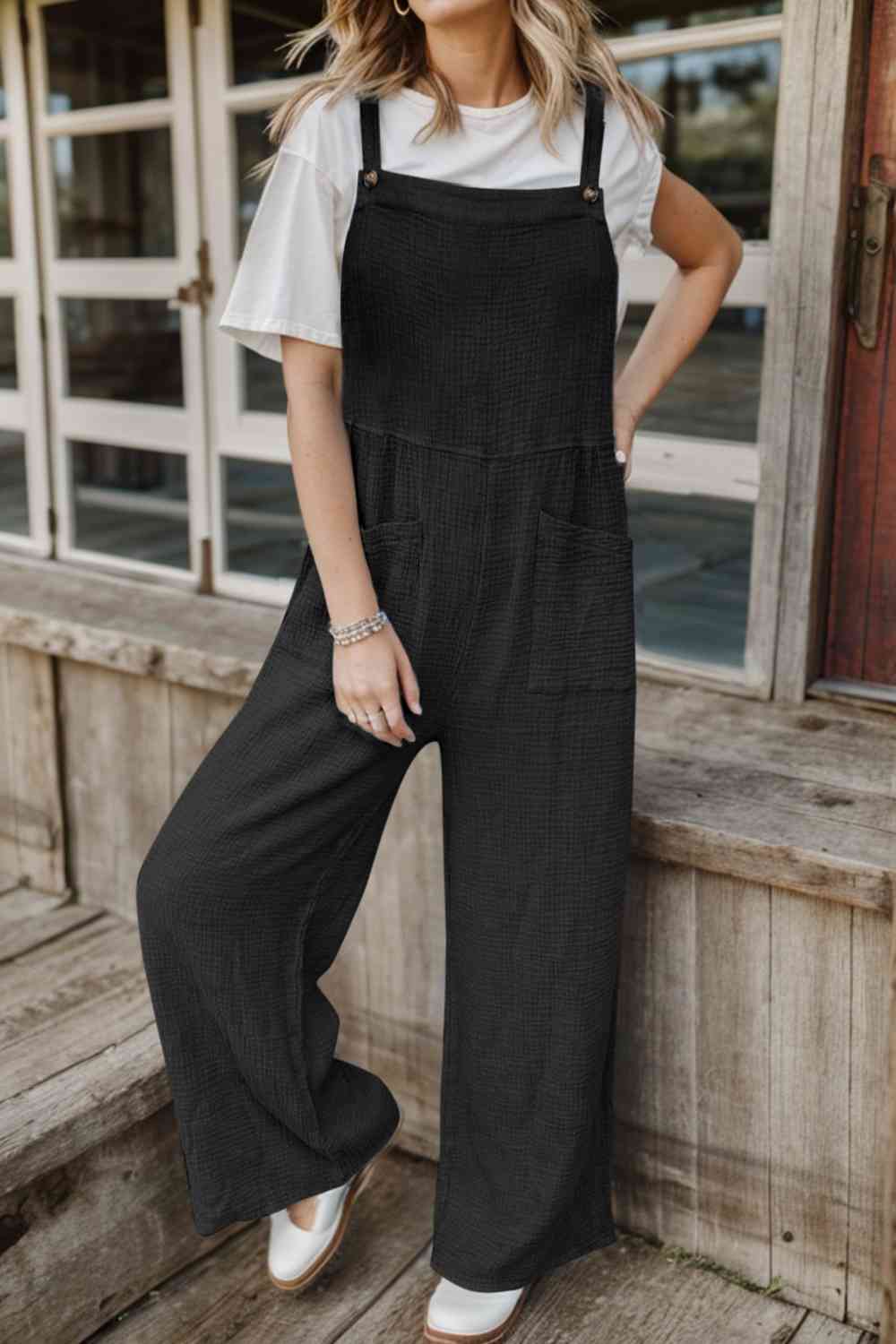 Full Size Wide Leg Front Pocket Jumpsuit BLUE ZONE PLANET