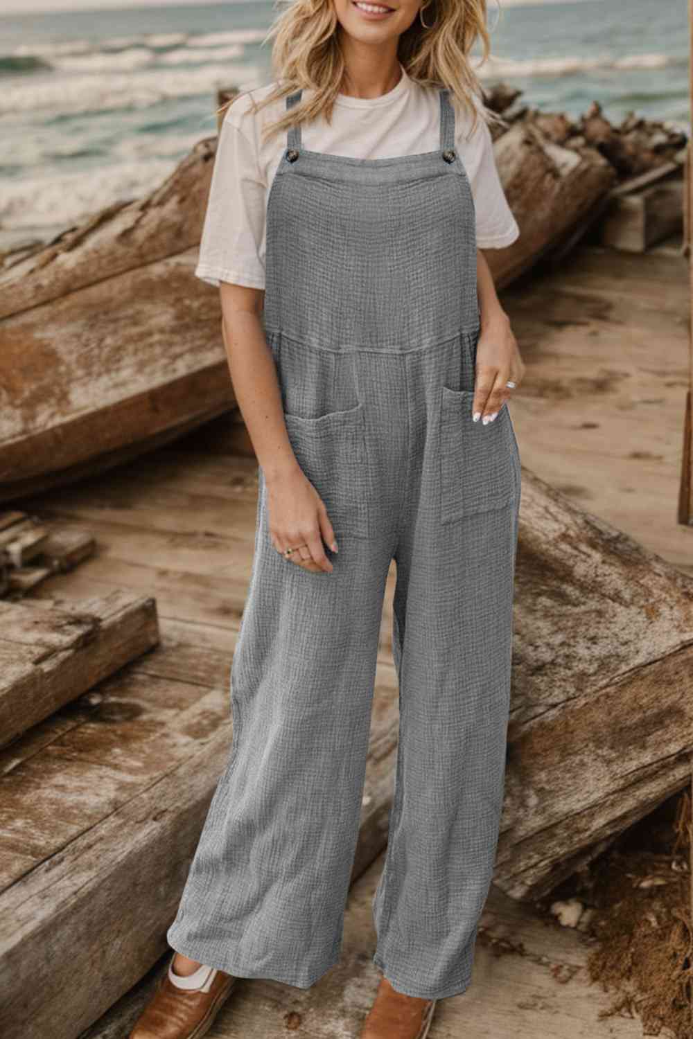 Full Size Wide Leg Front Pocket Jumpsuit BLUE ZONE PLANET