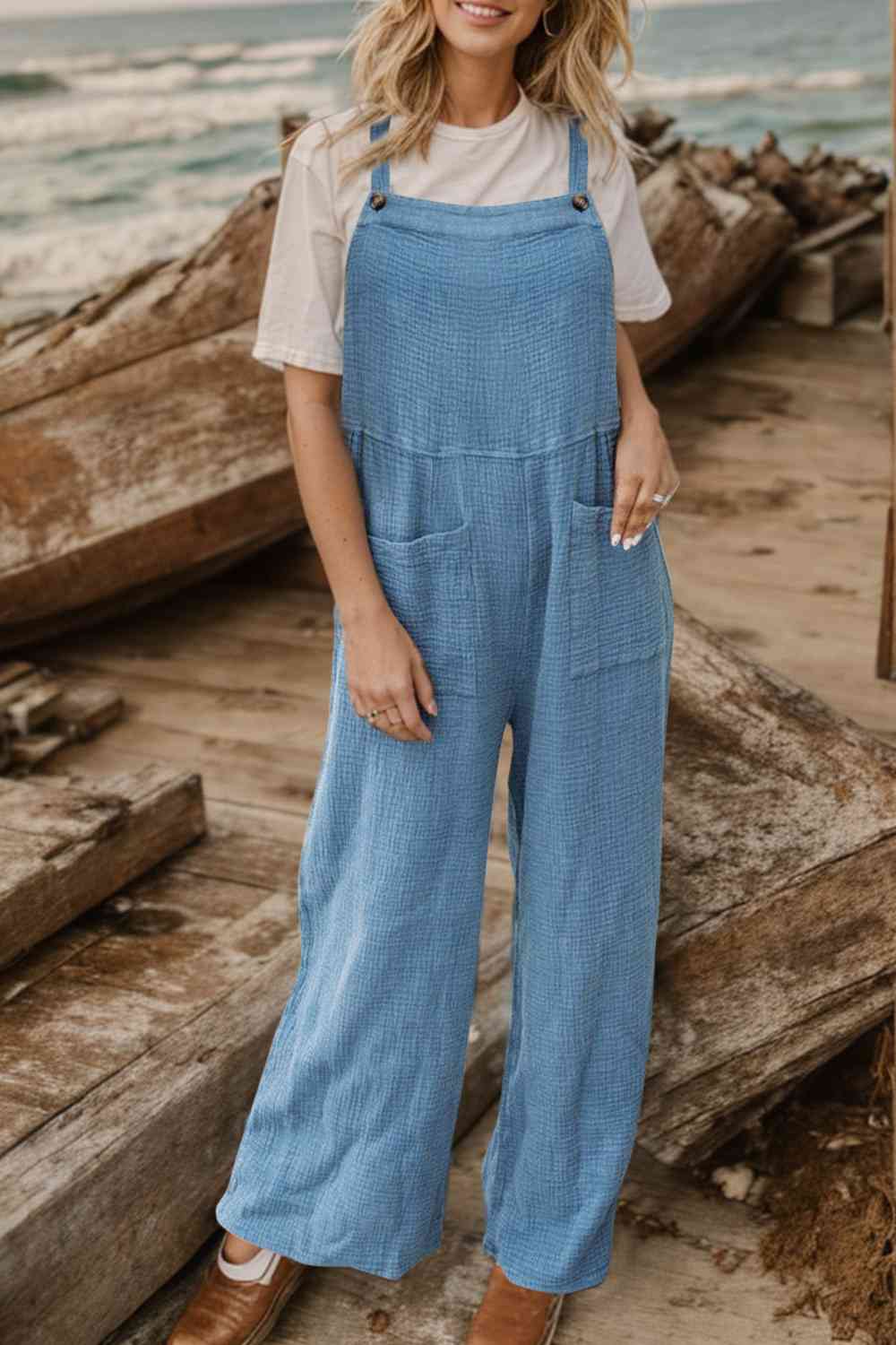 Full Size Wide Leg Front Pocket Jumpsuit BLUE ZONE PLANET