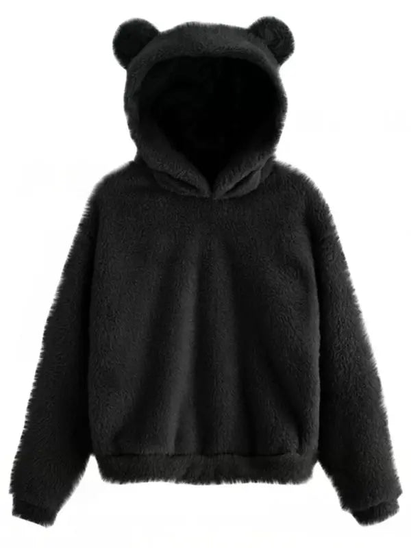 Fur bunny ear hooded warm sweatshirt kakaclo