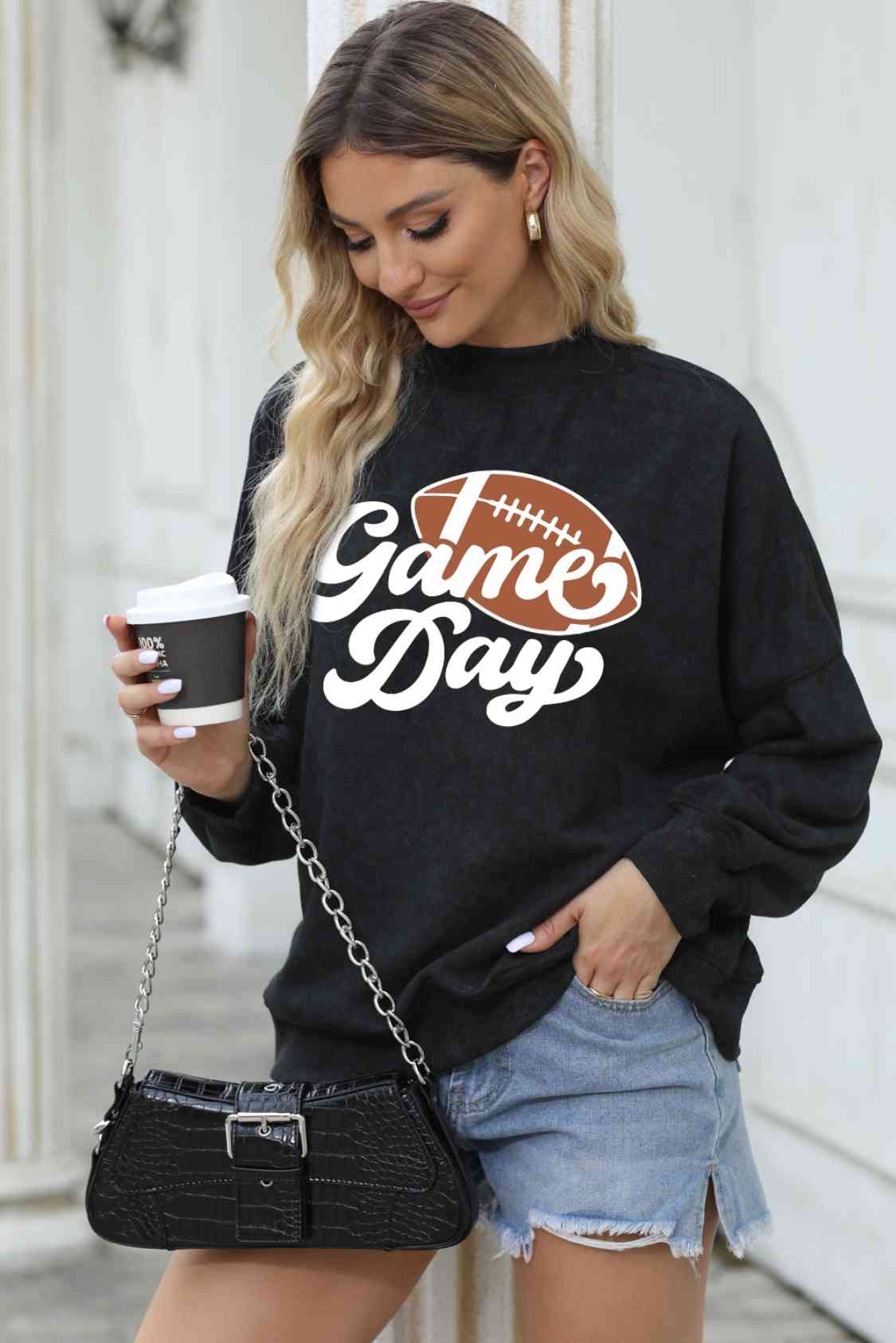 GAME DAY Graphic Drop Shoulder Sweatshirt BLUE ZONE PLANET