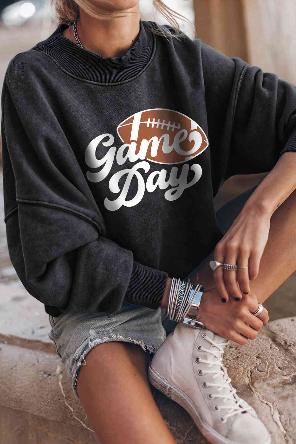 GAME DAY Graphic Drop Shoulder Sweatshirt BLUE ZONE PLANET