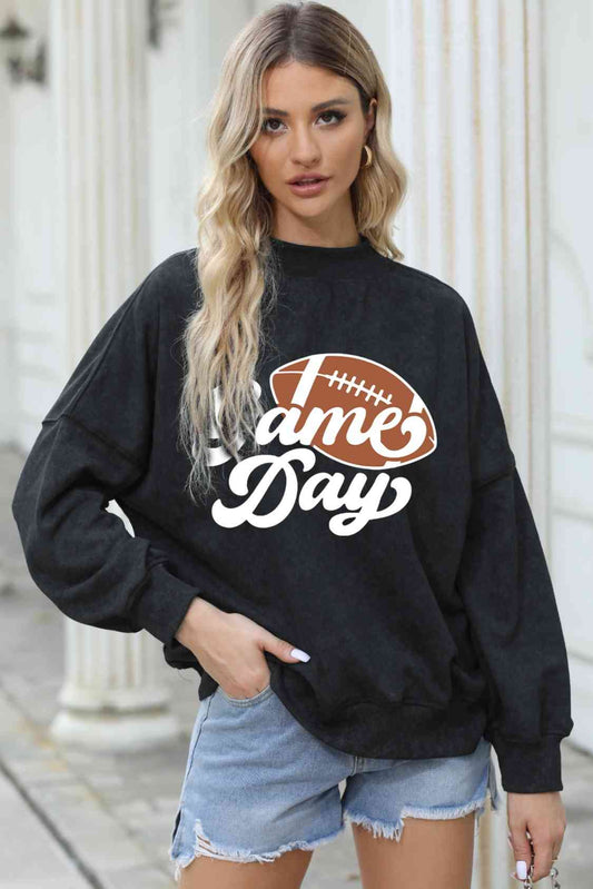 GAME DAY Graphic Drop Shoulder Sweatshirt BLUE ZONE PLANET