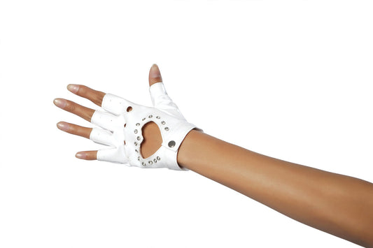 Pair Of Gloves With Cut Out Heart And Stone Costume-Accessories-[Adult]-[Female]-White-O/S-2022 Online Blue Zone Planet