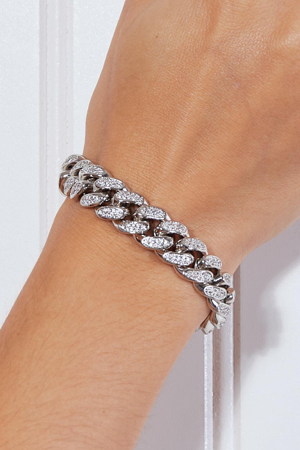 GNJ MANUFACTURING Curb Chain Bracelet in Silver-TOPS / DRESSES-[Adult]-[Female]-Silver-7-2022 Online Blue Zone Planet