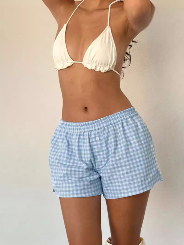 Blue Zone Planet | Loose outerwear elastic waist close-fitting dopamine girl style shorts-TOPS / DRESSES-[Adult]-[Female]-Sky blue azure-S-2022 Online Blue Zone Planet