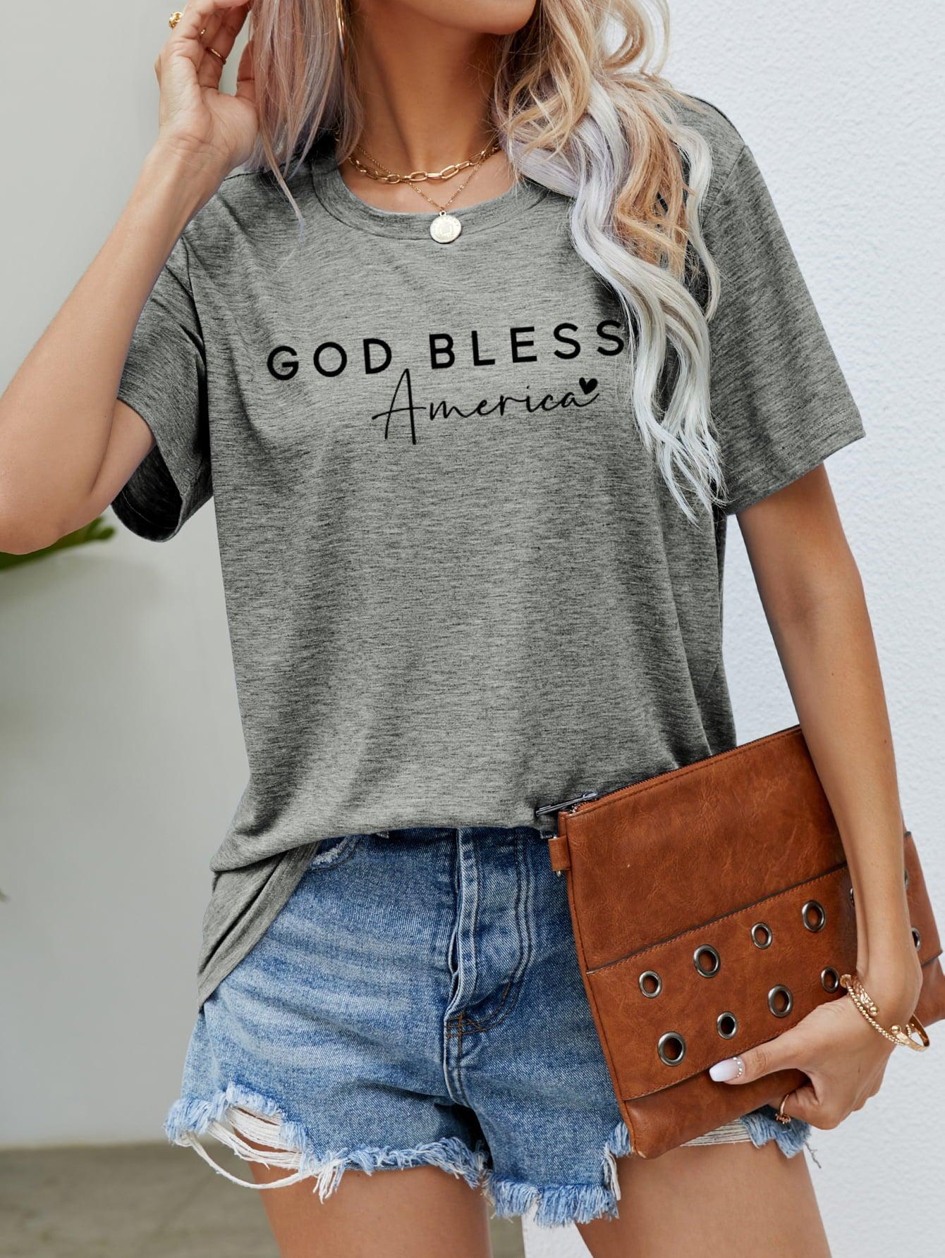 GOD BLESS AMERICA Graphic Short Sleeve Tee BLUE ZONE PLANET