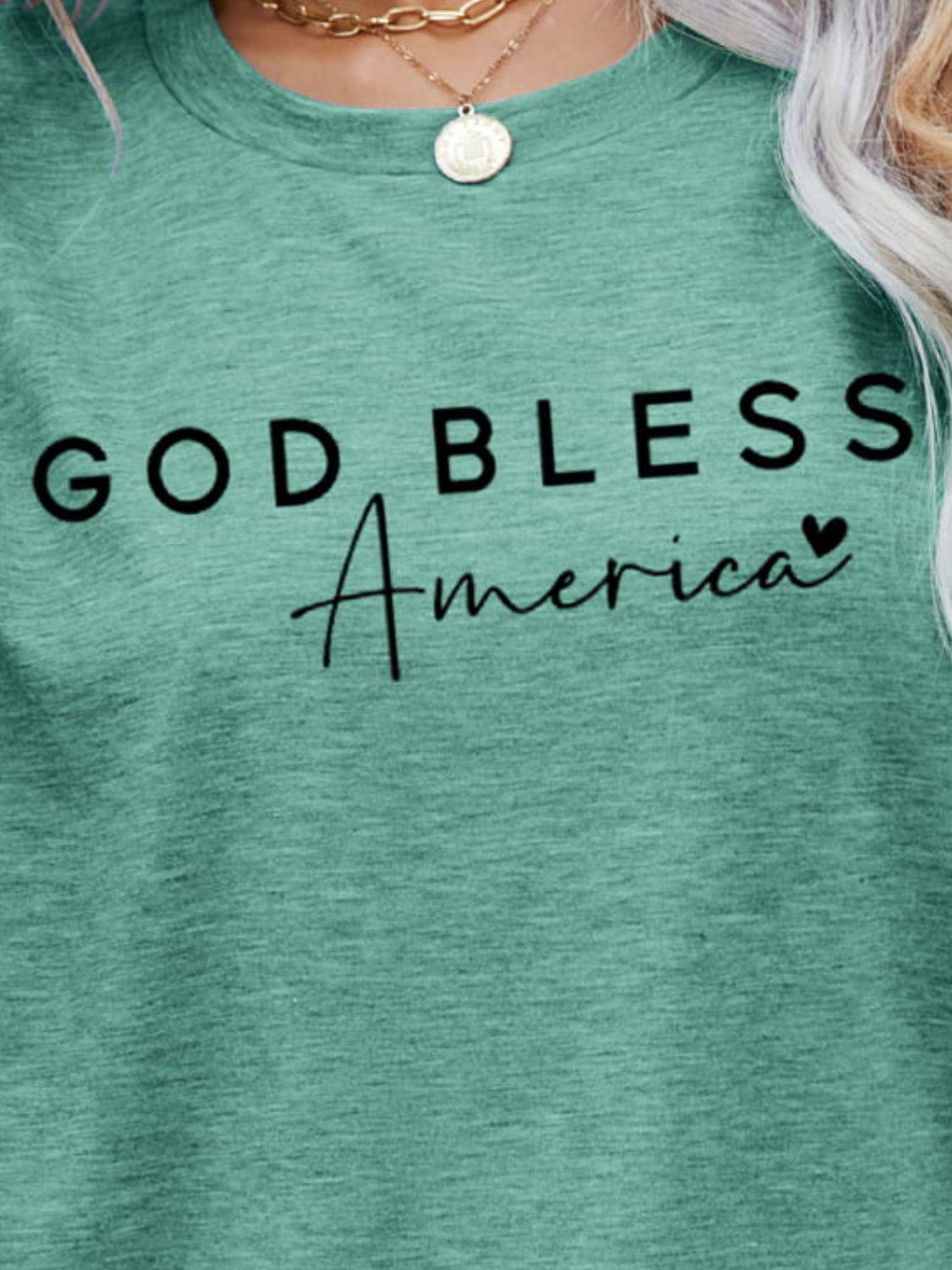 GOD BLESS AMERICA Graphic Short Sleeve Tee BLUE ZONE PLANET