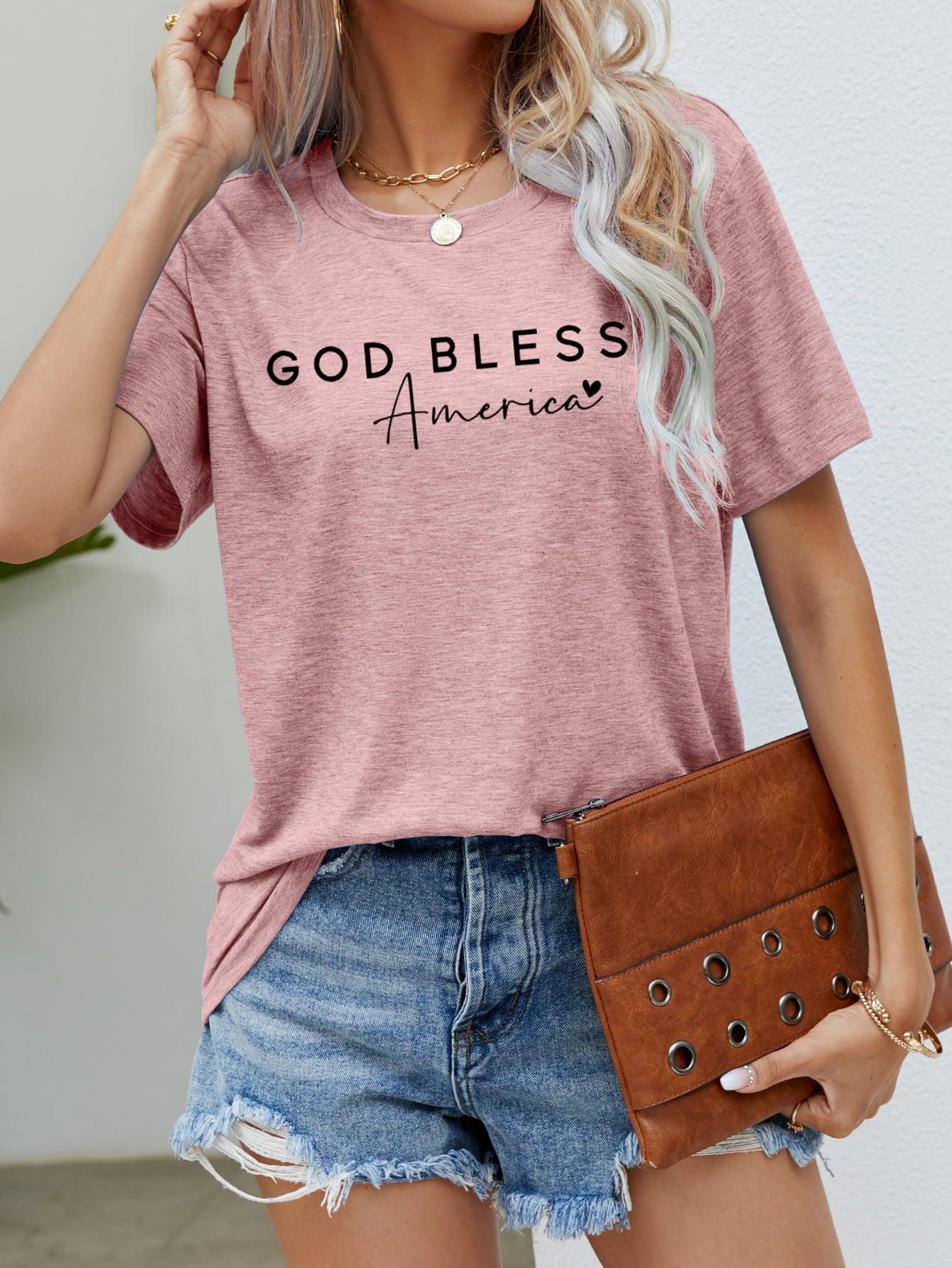 GOD BLESS AMERICA Graphic Short Sleeve Tee BLUE ZONE PLANET