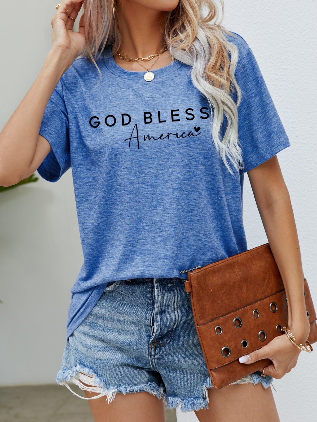 GOD BLESS AMERICA Graphic Short Sleeve Tee BLUE ZONE PLANET