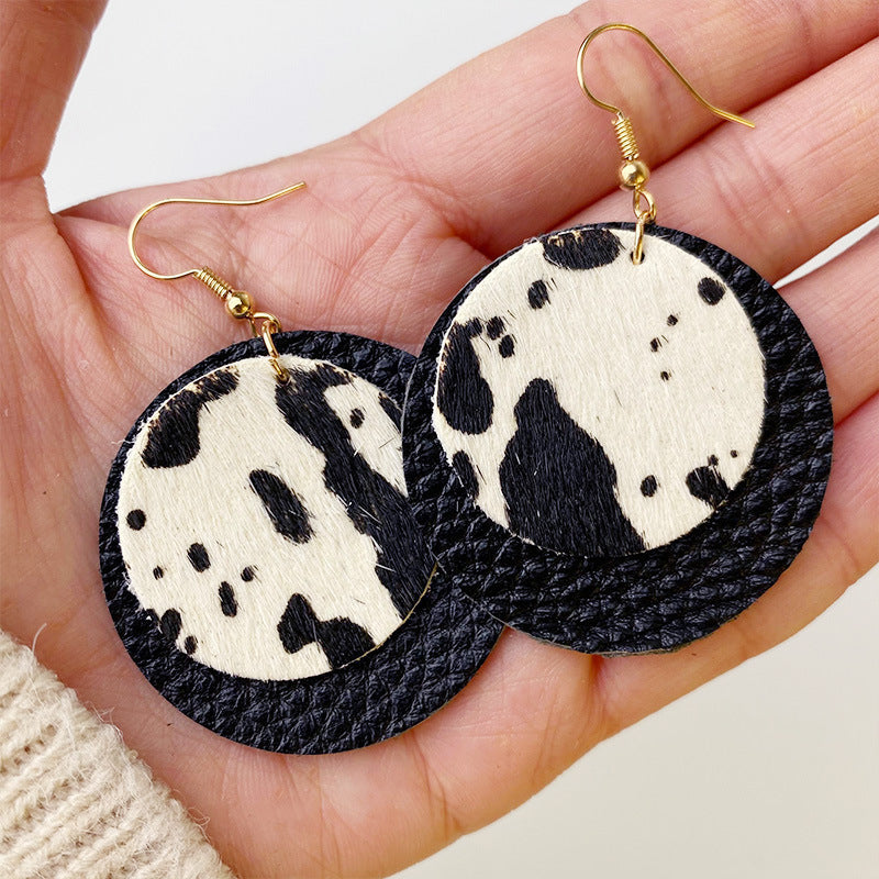 Genuine Cowhide Leather Dangle Earrings BLUE ZONE PLANET