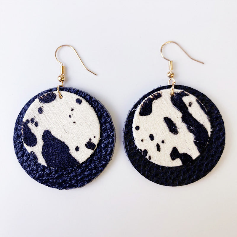 Genuine Cowhide Leather Dangle Earrings BLUE ZONE PLANET