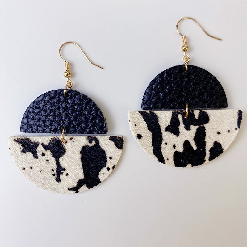 Genuine Cowhide Leather Dangle Earrings BLUE ZONE PLANET